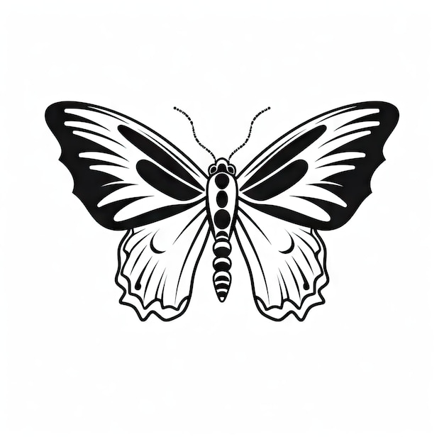 Ikonka motyla Symbol latającego owada Silueta Minimalne motyle Skrzydła Piktogram Ornithoptera Alexandrae Generatywna ilustracja AI