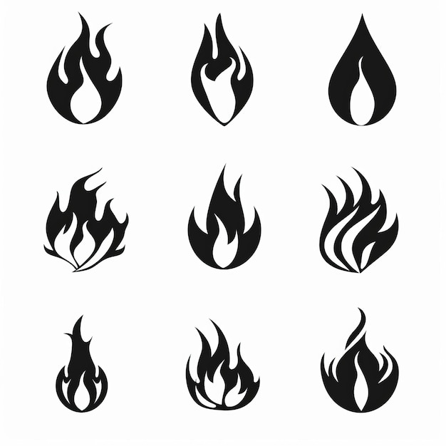 Ikonka ognia płomień ogień znak ogień obozowy symbol spalania element graficzny ogień emblemat grill piktogram