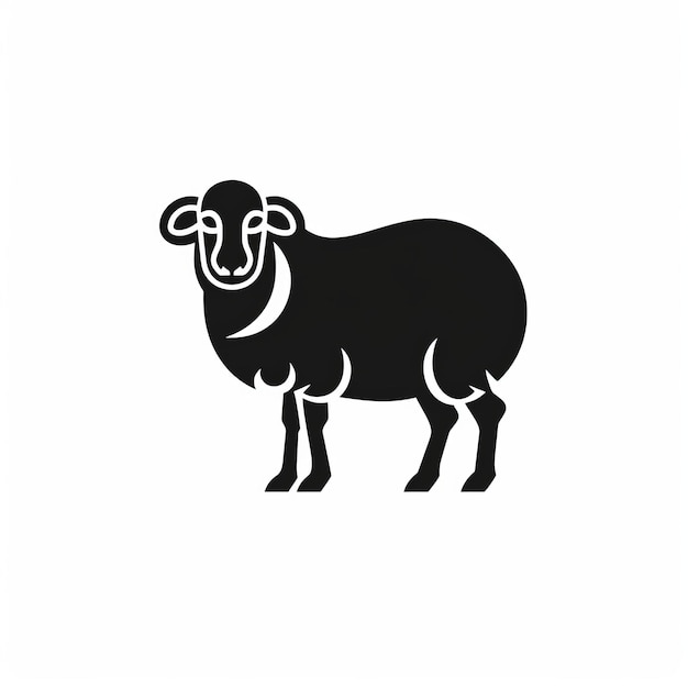 Ikonka owiec czarno-biała ilustracja wektorowa na białym tle