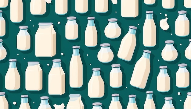 Zdjęcie ikonka płaska nowoczesna ilustracja wektorowa z bezszwowym wzorem mleka
