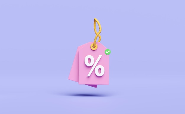 Ikonka sprzedaży zniżki 3d do zakupów online izolowana na niebieskim tle etykiety cenowe kupony promocja marketingowa premie koncepcja ilustracja renderowania 3d