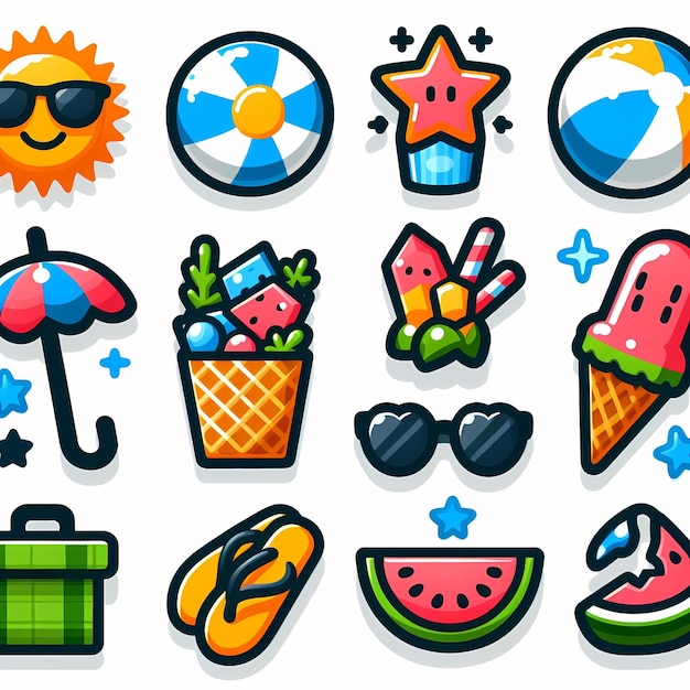 ikony letnich wakacji