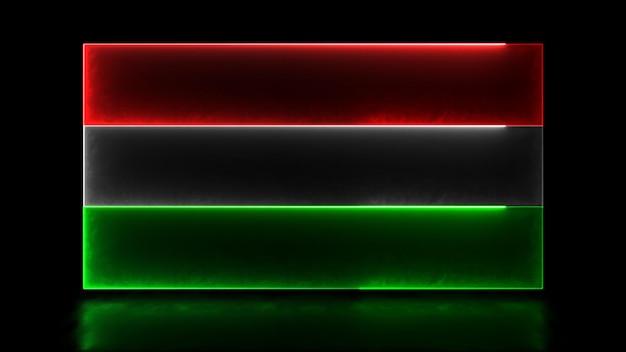 Ikony z efektem świecenia neonowego na pętli flaga narodowa Węgier czarne tło