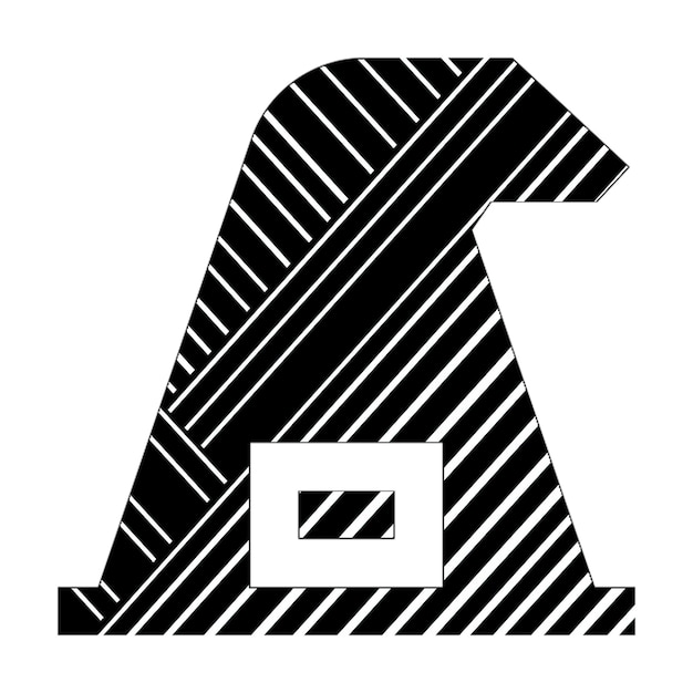 Zdjęcie ikony zdjęć kapelusz ikona wiedźma czarno-białe linie przekątne