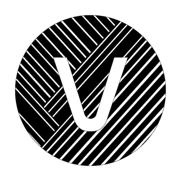 Zdjęcie ikony zdjęć krąg v ikona czarno-białe linie przekątne