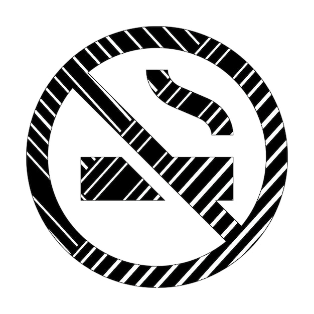 Zdjęcie ikony zdjęć zakaz palenia ikona czarno-białe linie przekątne