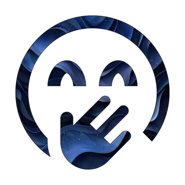 ikony zdjęcie twarz wiązka ręka nad usta niebieski gradient tło styl projektowania