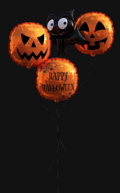 Zdjęcie ilustracja 3d balon głowę dyni. koncepcja wakacje z happy halloween