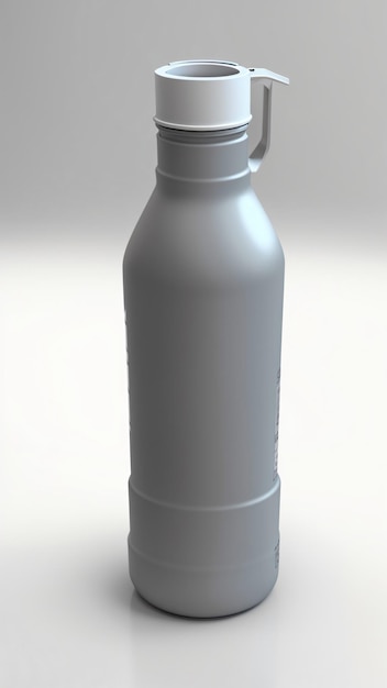 Ilustracja 3D błyszczącej szarej butelki aluminiowej do picia dla elementu projektowego Mock Up Produktu