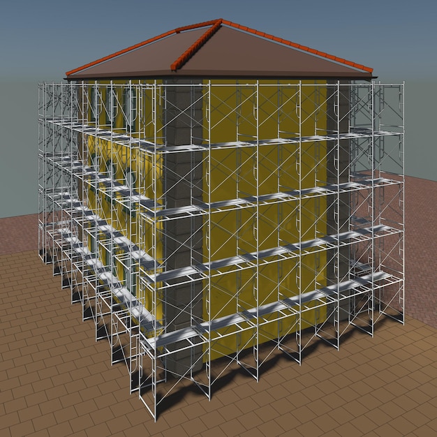 Zdjęcie ilustracja 3d budynku i budowy