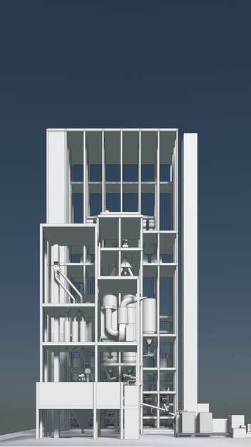 Ilustracja 3D budynku przemysłowego