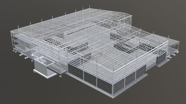 Ilustracja 3D budynku przemysłowego