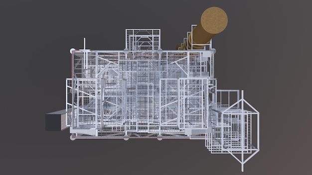 Ilustracja 3D budynku przemysłowego