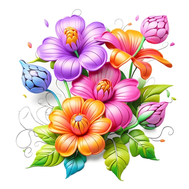 Zdjęcie ilustracja 3d bukietu kwiatów generatywny ai