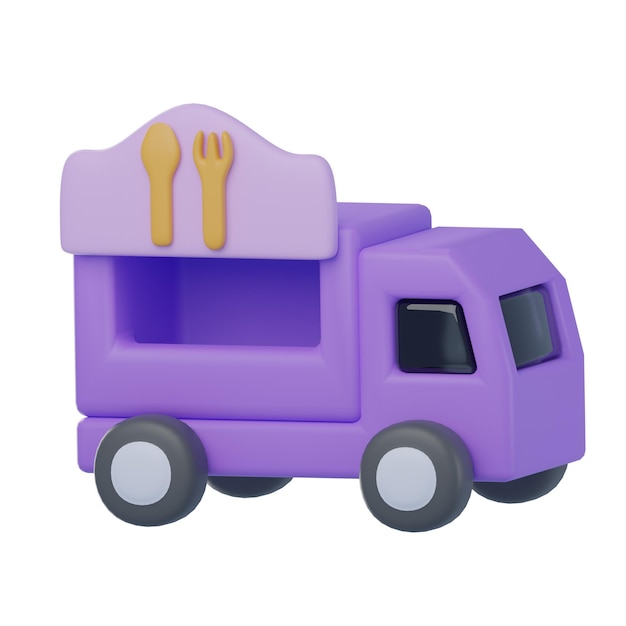 Ilustracja 3D ciężarówki z jedzeniem