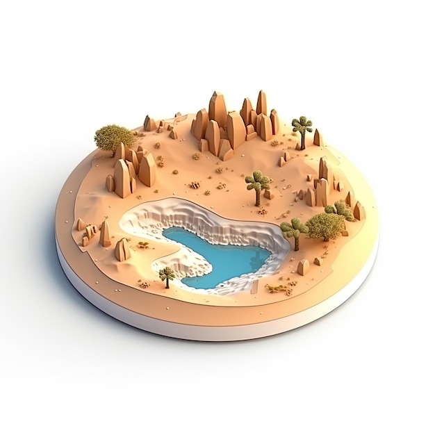 Ilustracja 3D części pustyni izolowanej na białym tle