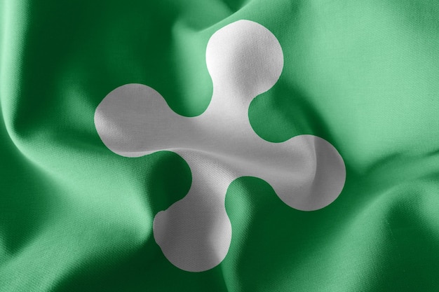 Ilustracja 3D Flaga Lombardii jest regionem Włoch Macha na wietrze flaga tło tekstylne