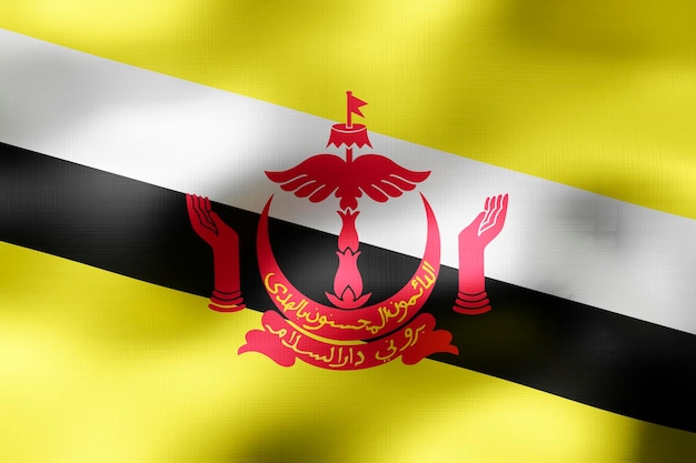 Ilustracja 3D flagi tekstylnej Brunei