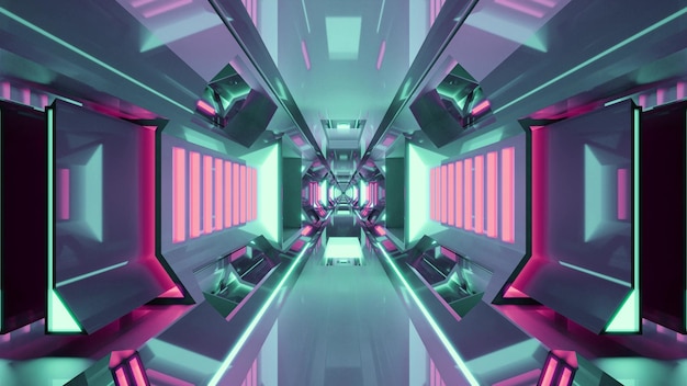 Ilustracja 3D futurystycznego tunelu 4K UHD