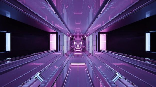 Ilustracja 3D futurystycznego tunelu 4K UHD