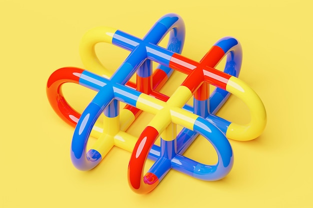 Ilustracja 3D iluzja izometryczne abstrakcyjne kształty kolorowe kształty splecione