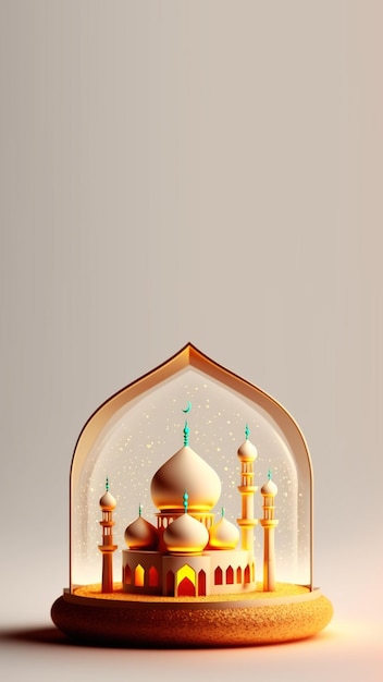 Ilustracja 3D islamskiego tła postu w mediach społecznościowych