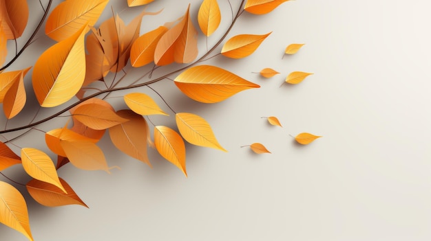 Ilustracja 3D jesiennych liści na białym tle