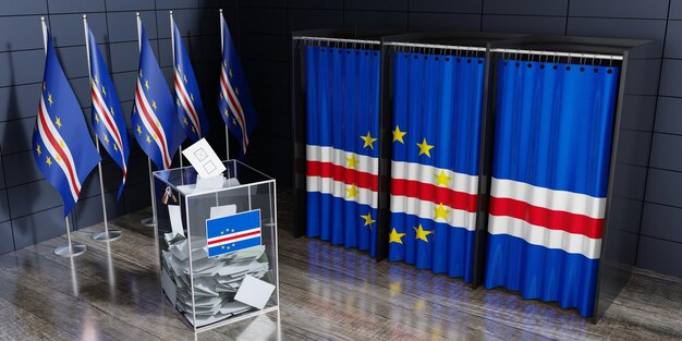 Ilustracja 3D kabiny wyborcze i urny wyborcze