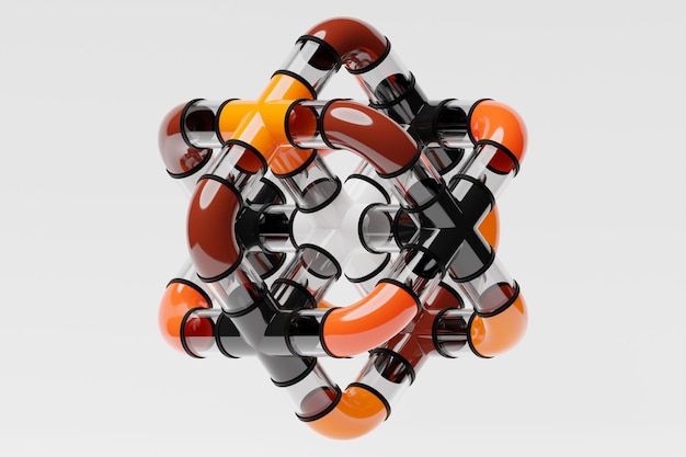 Ilustracja 3D kolorowe iluzje izometryczne abstrakcyjne kształty kolorowe kształty splecione