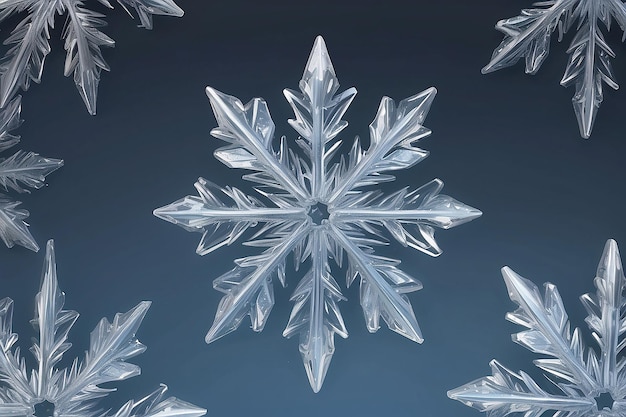 Zdjęcie ilustracja 3d kształtu lodu przezroczystej dekoracji płatków śniegu
