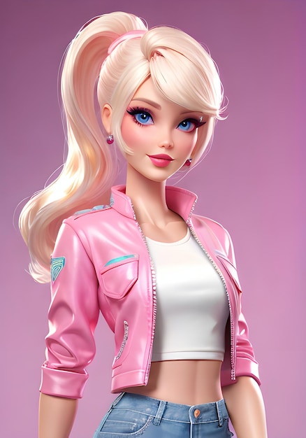 Ilustracja 3D lalki Barbie wygenerowana przez sztuczną inteligencję