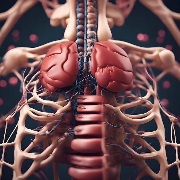 Zdjęcie ilustracja 3d ludzkiego ciała i układu krążenia w koncepcji medycznej
