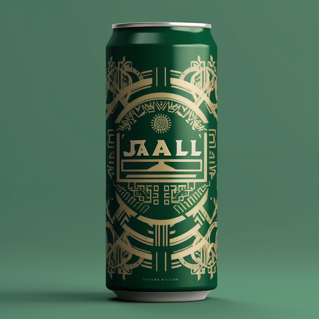 Ilustracja 3D makiety puszki piwa Lager Kolor zielony