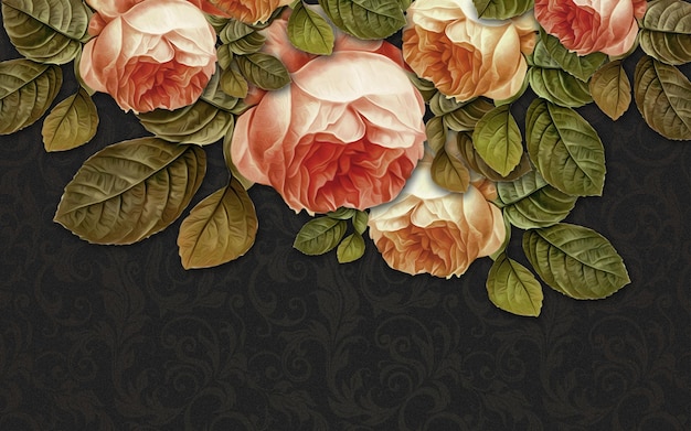 Ilustracja 3D Modern Art 3D Roses Relief Patterns