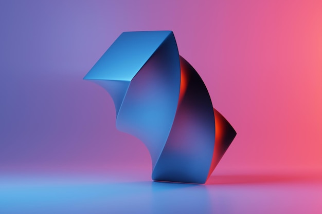 Ilustracja 3D neon iluzja izometryczne abstrakcyjne kształty kolorowe kształty splecione ze sobą