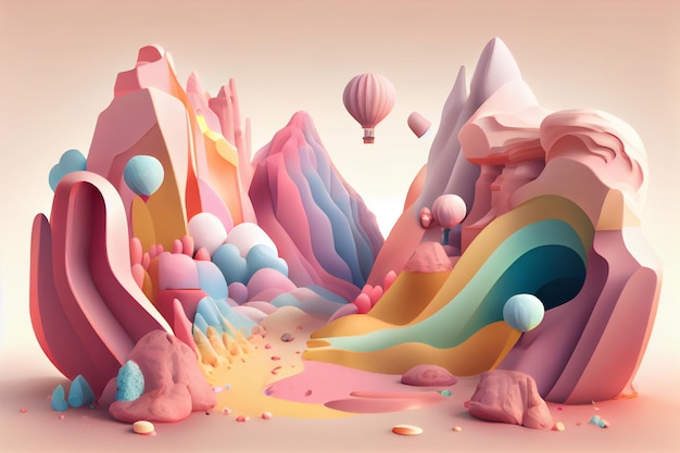 Ilustracja 3D Pastelowy kolor krajobrazu