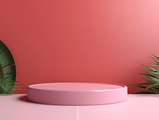 Ilustracja 3D podium z pustą przestrzenią do demonstracji produktów z kolorowym tyłem