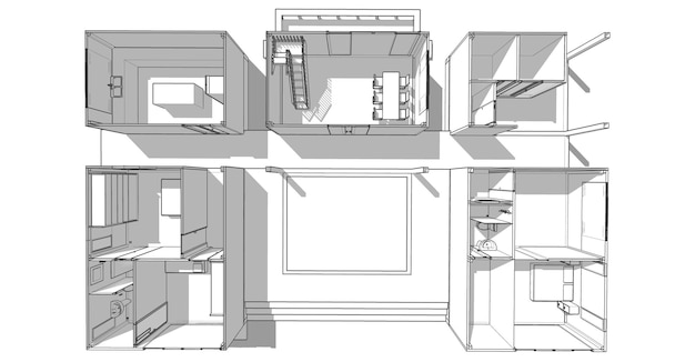 Ilustracja 3D projektu mieszkaniowego