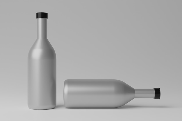 Ilustracja 3D Puste butelki makieta