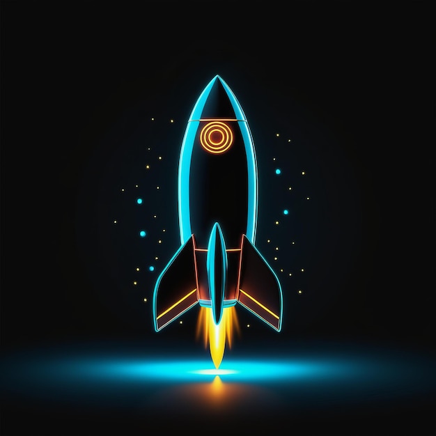 Ilustracja 3D rakiety latającej w przestrzeni kosmicznej na ciemnym tle Ilustracji 3D rakety latającej w kosmosie