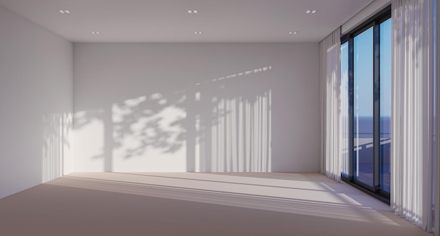 Ilustracja 3D rendering dużych luksusowych nowoczesnych jasnych wnętrz model salonu komputerowy cyfrowo generowany obraz