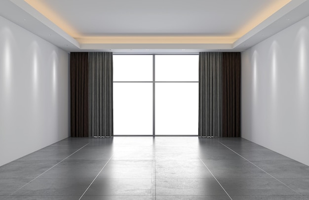 Ilustracja 3D rendering dużych luksusowych nowoczesnych jasnych wnętrz model salonu komputerowy cyfrowo generowany obraz