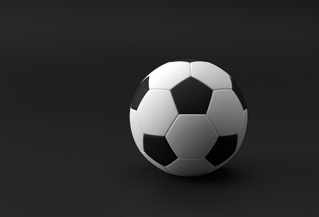 Ilustracja 3d Renderowania Piłki Nożnej, Piłka Nożna Z Czarnym Tłem