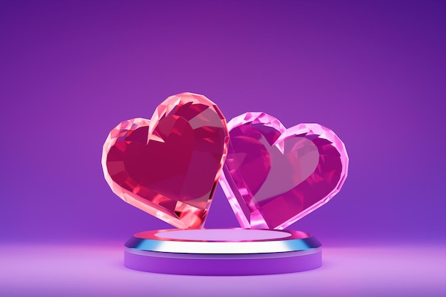Ilustracja 3D różowy kolorowy kształt serca na różowym tle Nadaje się do Walentynki