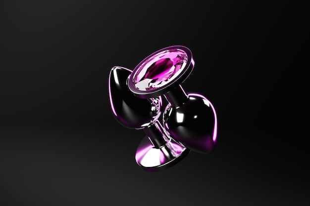 Ilustracja 3D Srebrny tyłek korki analne sex zabawki na czarnym tle