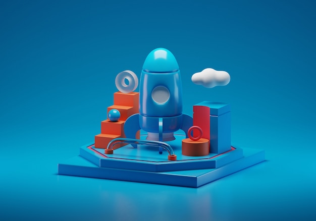Ilustracja 3D startu rakiety