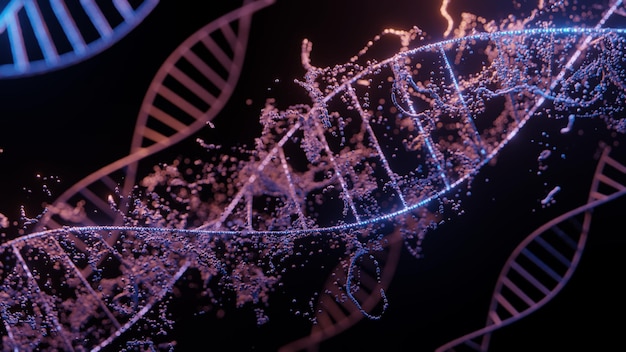 Ilustracja 3D struktury ludzkiego DNA Helix