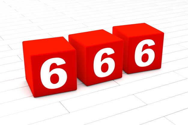 Ilustracja 3D symbolicznej liczby 666