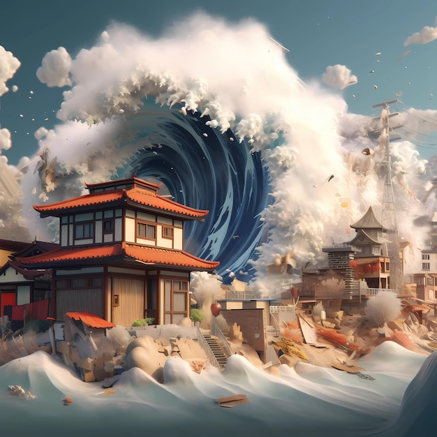 ilustracja 3D Tsunami