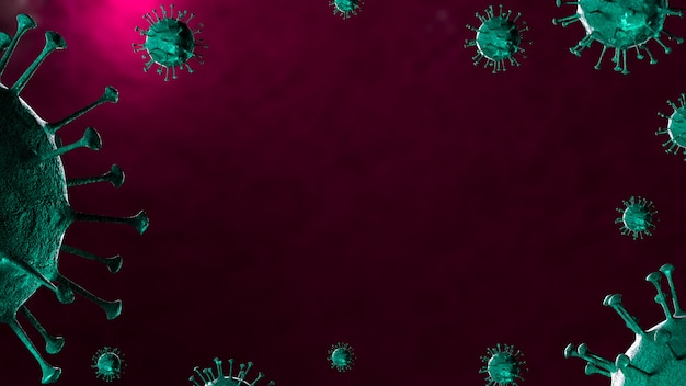 Ilustracja 3D Wirus koronawirusa COVID-19 pod mikroskopem w próbce krwi